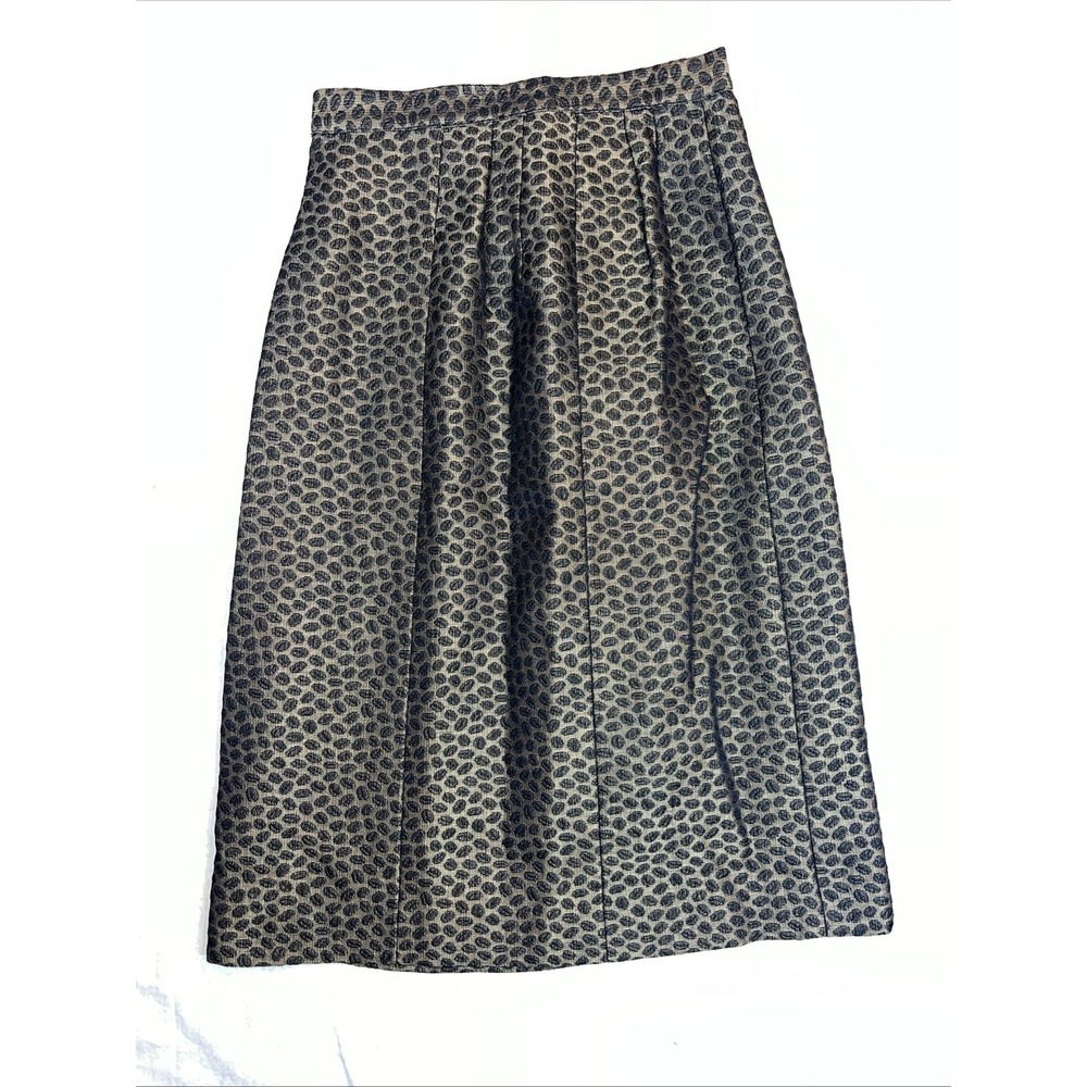 Hand Stitch Black And Gold Low Knee Skirt Pleated Small Dressy Classic Timeless